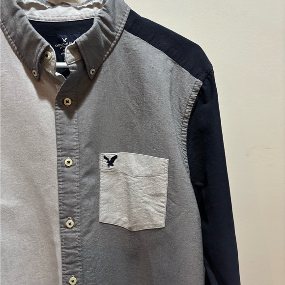 Y2K American Eagle Outfitters Black and Gray Button-Down Shirt - Picture 4 of 14